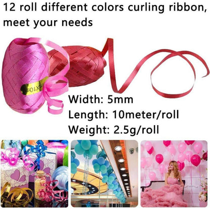 12 Rollen Geschenkband Ringelband Bunt 10m DIY Hochzeit