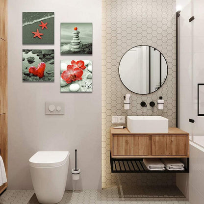 4tlg. Leinwandbild Set Seaside Rot Motiv Kunstdruck 30x30 cm