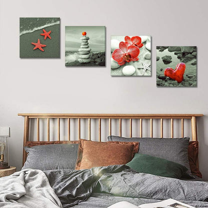 4-teilige Leinwandbilder Seaside Rot 30x30 cm Kunstdruck Wandbild