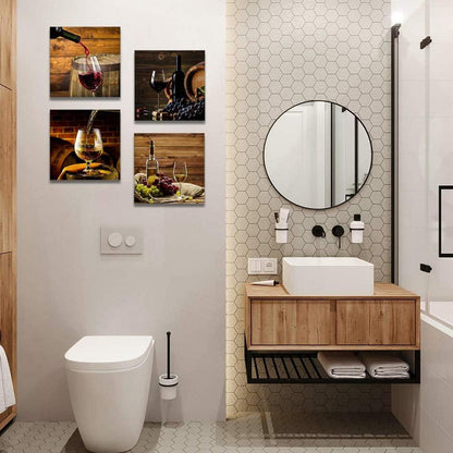 4-teilige Leinwandbilder mit Romantischem Weinmotiv - Moderne