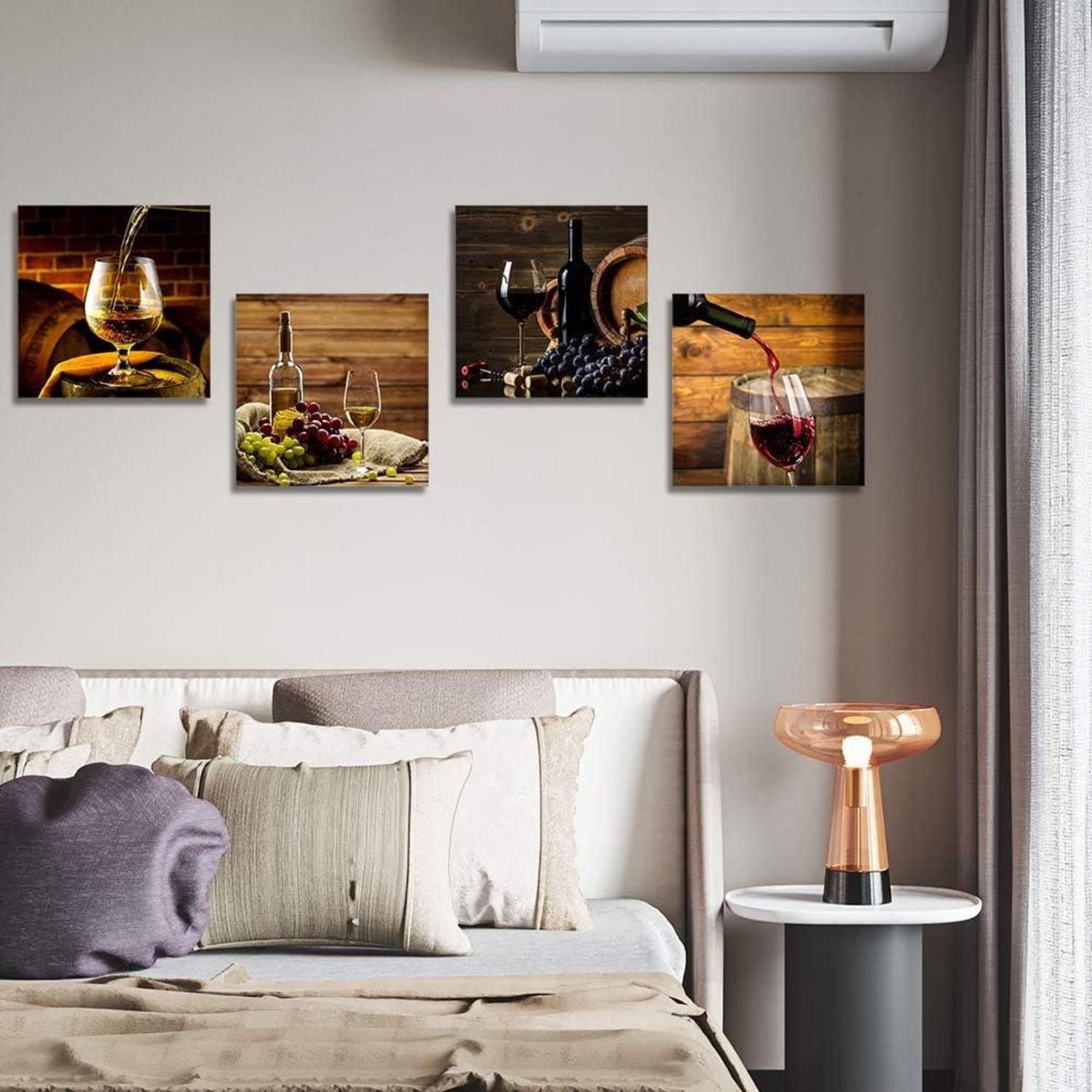 Leinwandbild 4-teilig Romantische Weinmotiv Kunstdruck 30x30 cm