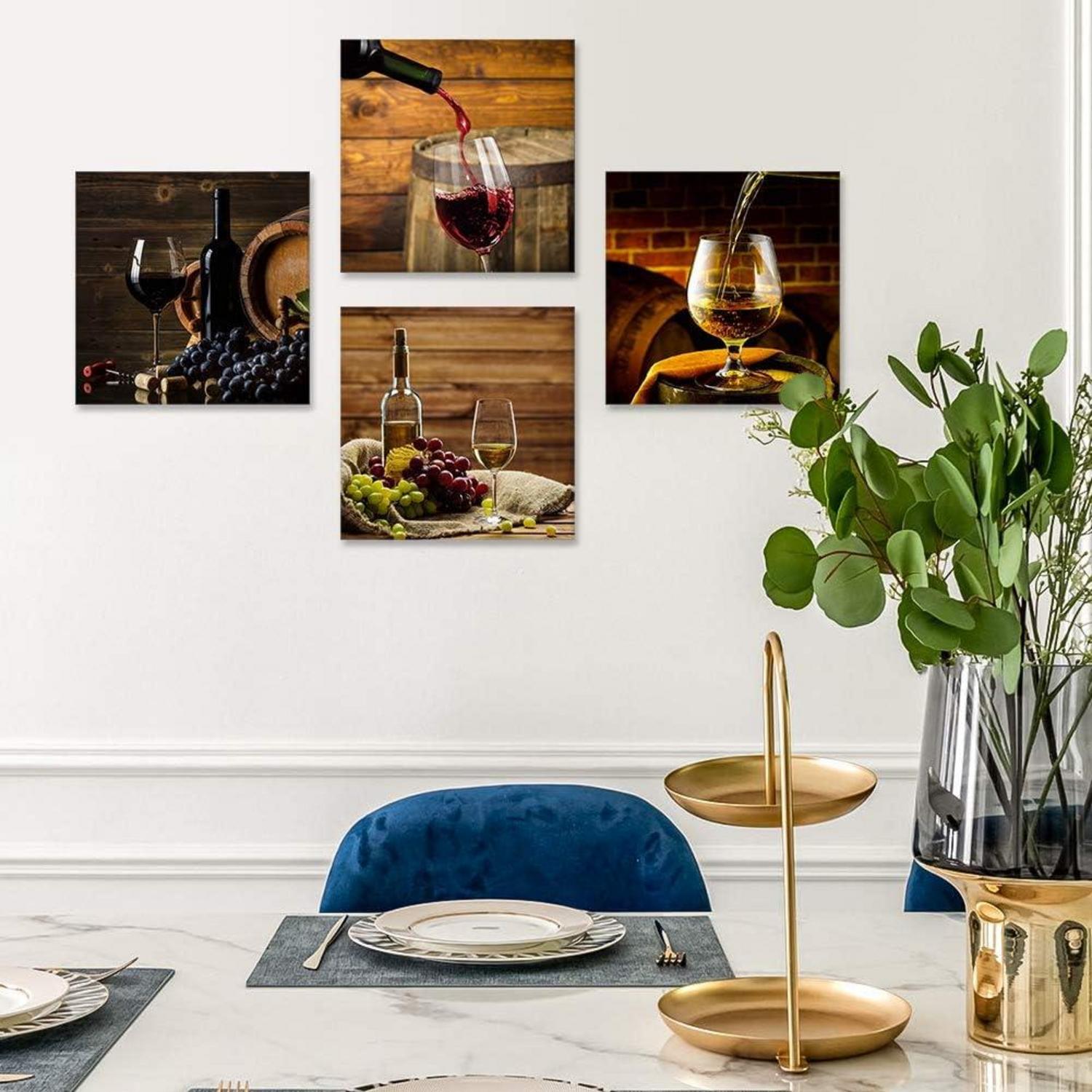 4-teiliges Leinwandbild Romantischer Wein Motiv 30x30cm - Moderne