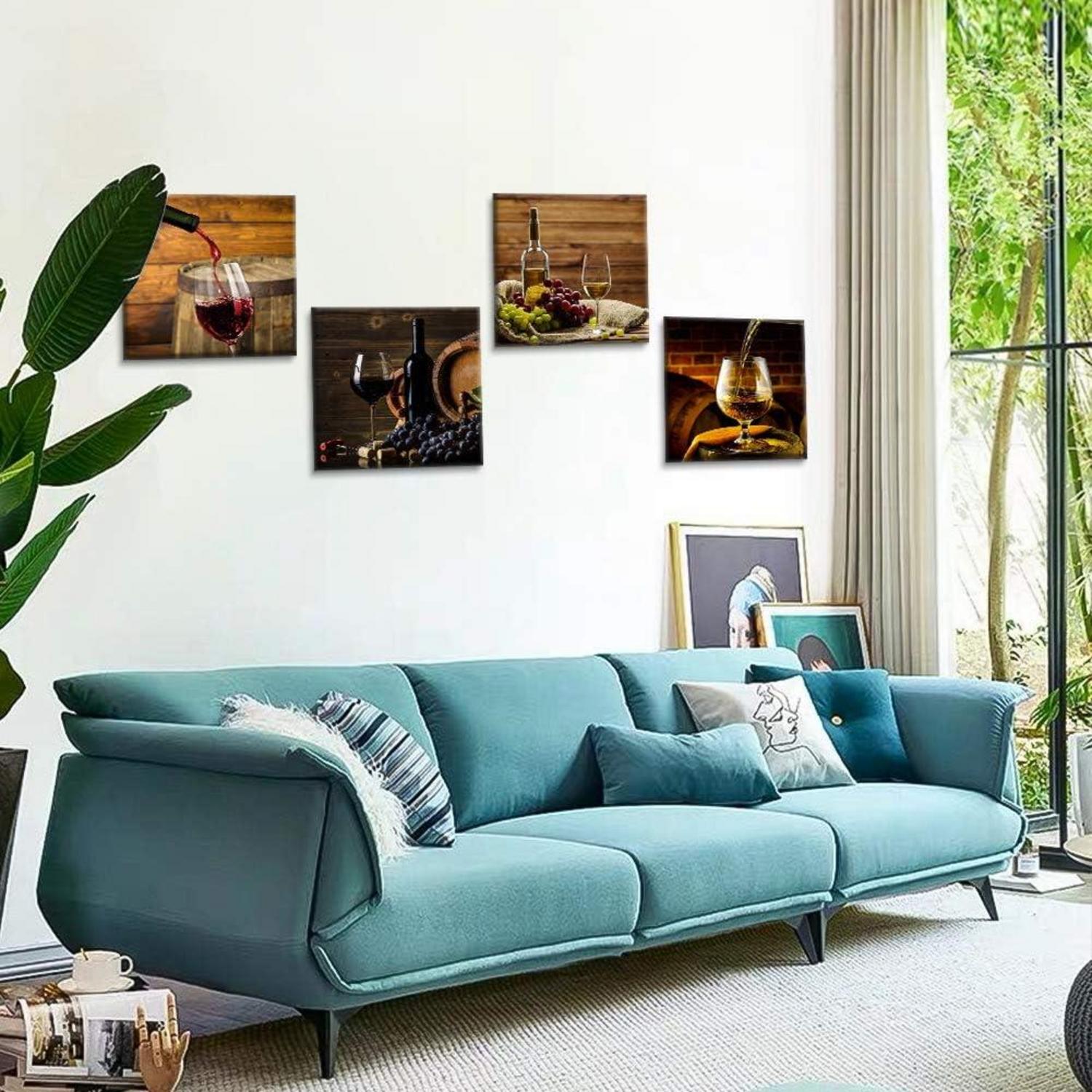 Leinwandbild 4-teilig Romantische Weinmotiv Kunstdruck 30x30 cm