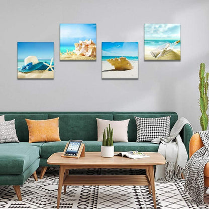 Moderne Leinwandbilder Blauer Himmel Muschel Motiv