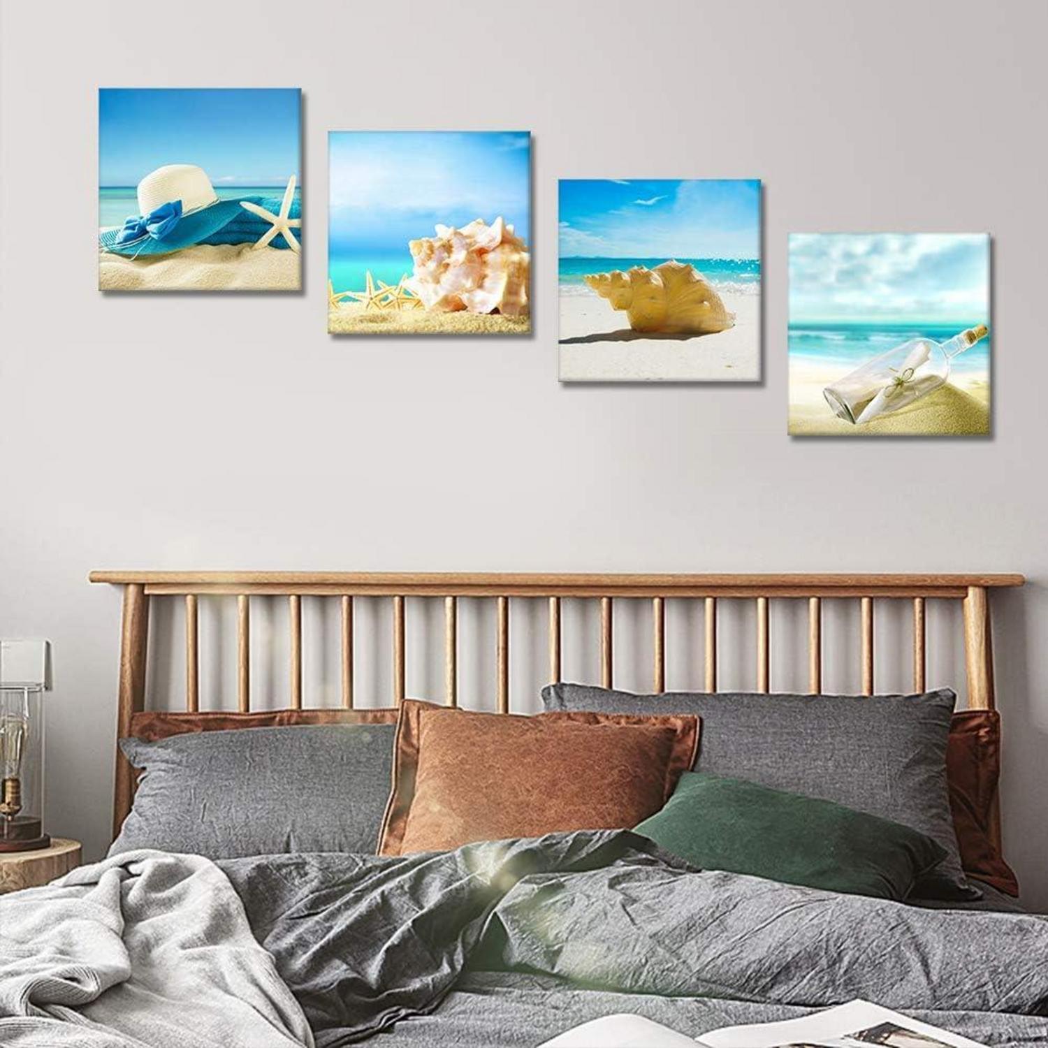 4-teilig Leinwandbilder Blauer Himmel Muschel Kunstdruck 30x30 cm