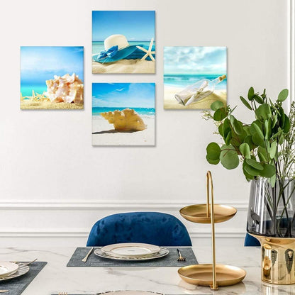 4-teilig Leinwandbilder Blauer Himmel Muschel Motiv 30x30 cm