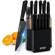 Premium Messerblock mit Messer Schwarz 15 tlg Küchenmesser