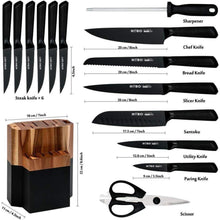 Premium Messerblock mit Messer Schwarz 15 tlg Küchenmesser