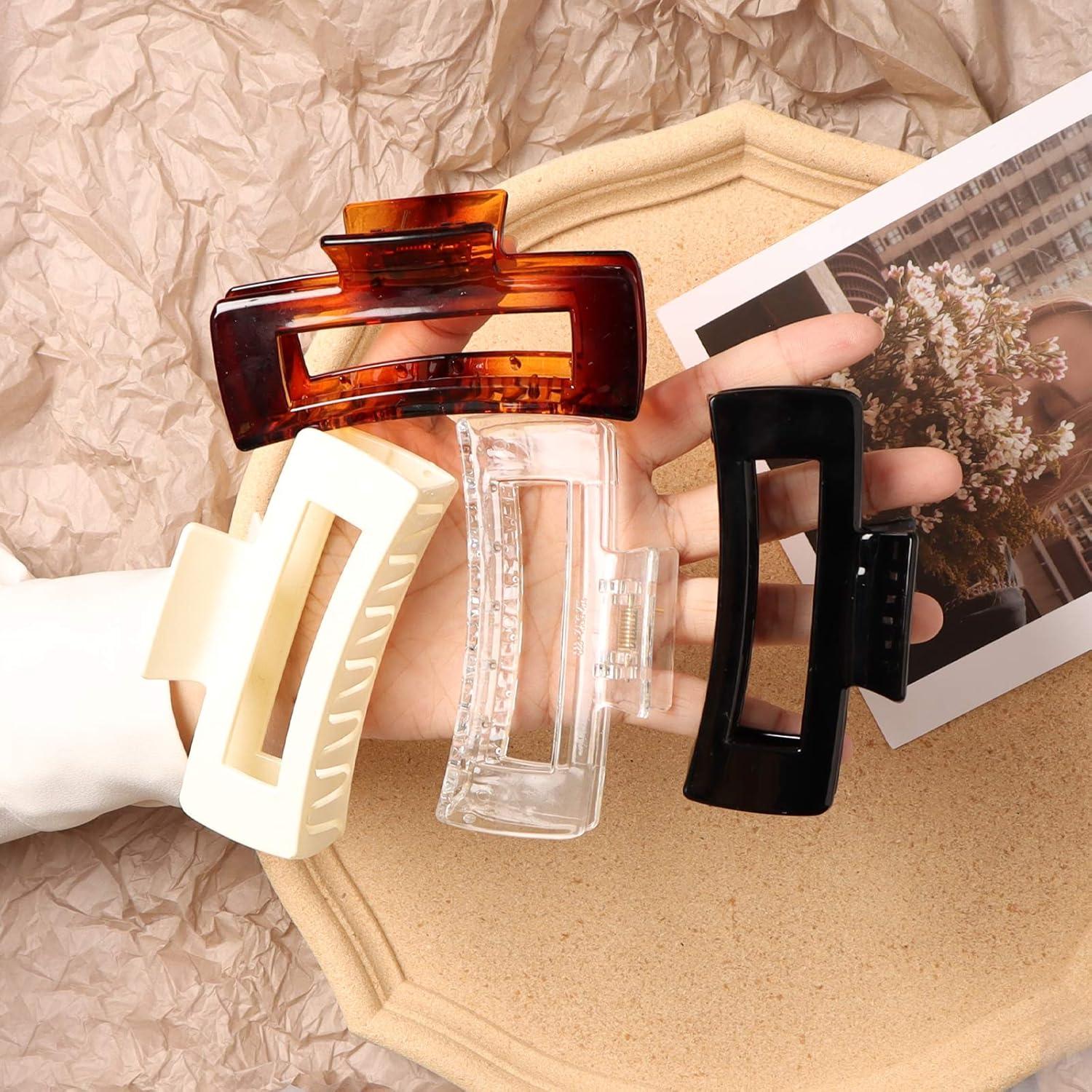 Große Acryl Haarklammern Set 4 Stück Schwarz Braun