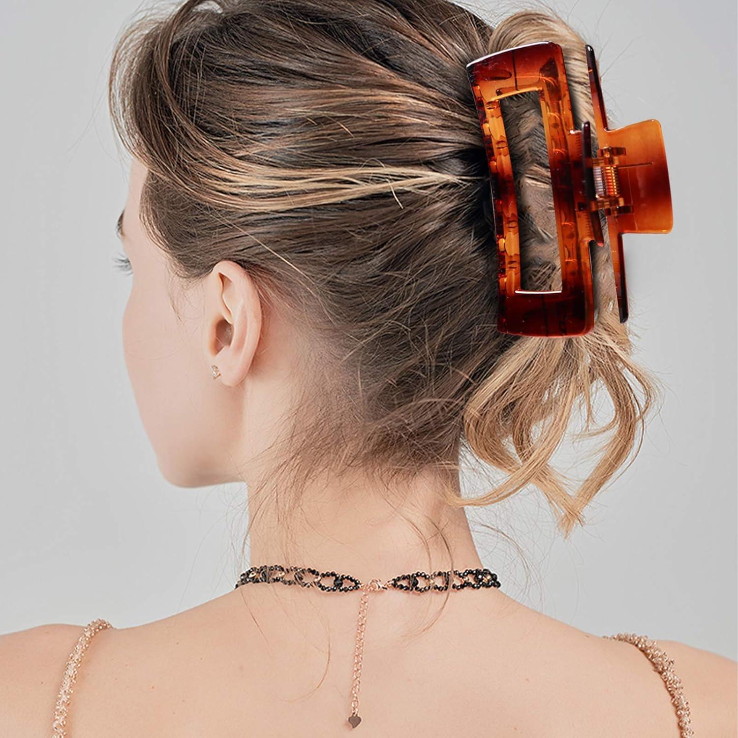 Große Acryl Haarklammern Französisch Design 4er Set