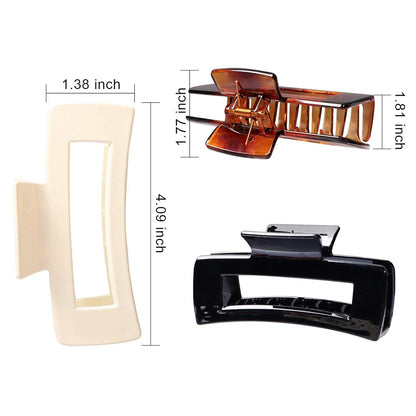 4er Set Große Haarklammern in Schwarz Braun Weiß Transparent