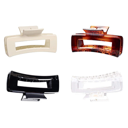 4er Set Große Haarklammern in Schwarz Braun Weiß Transparent