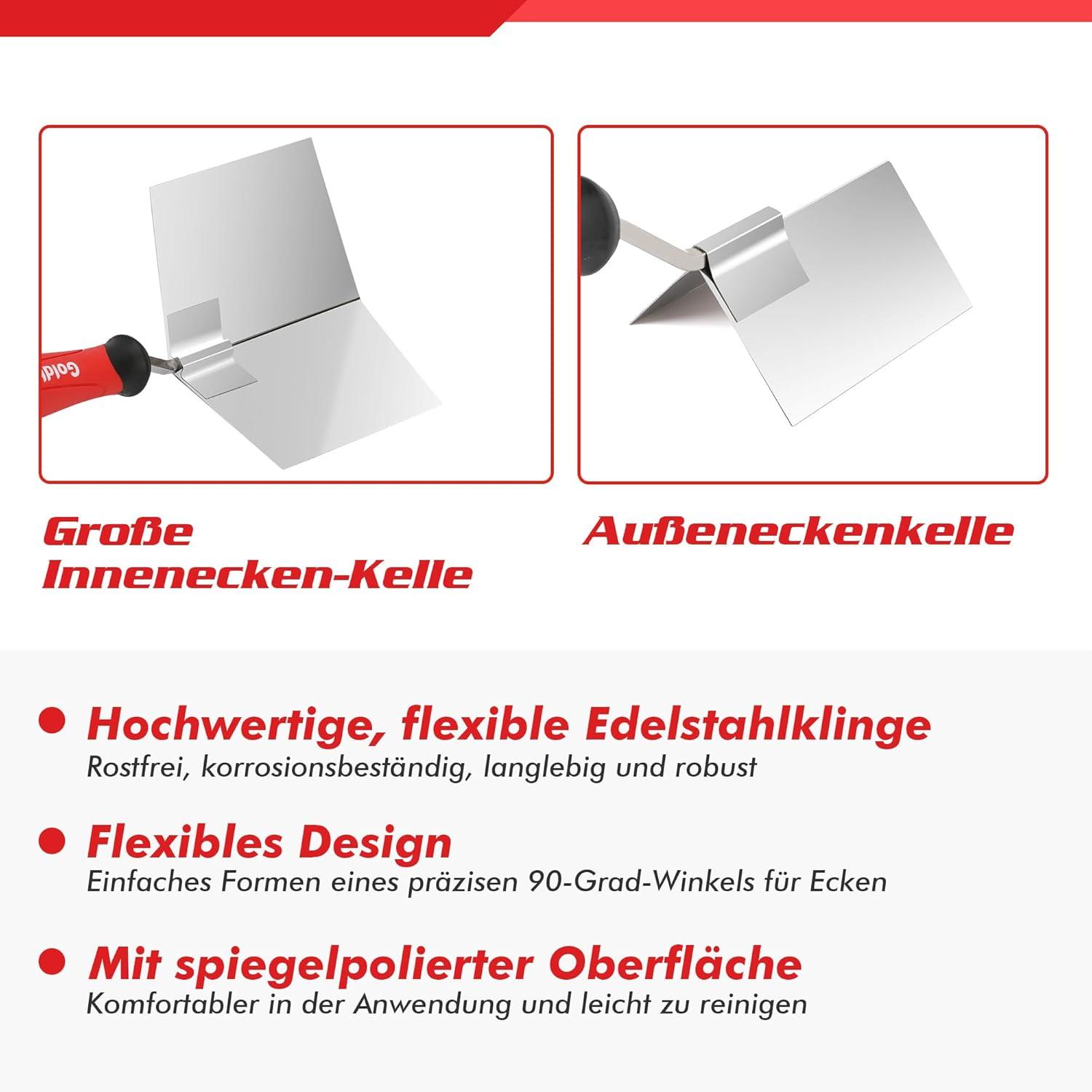 Goldblatt 2-tlg. Eckenkelle Set Edelstahl Eckspachtel für Gipsarbeiten