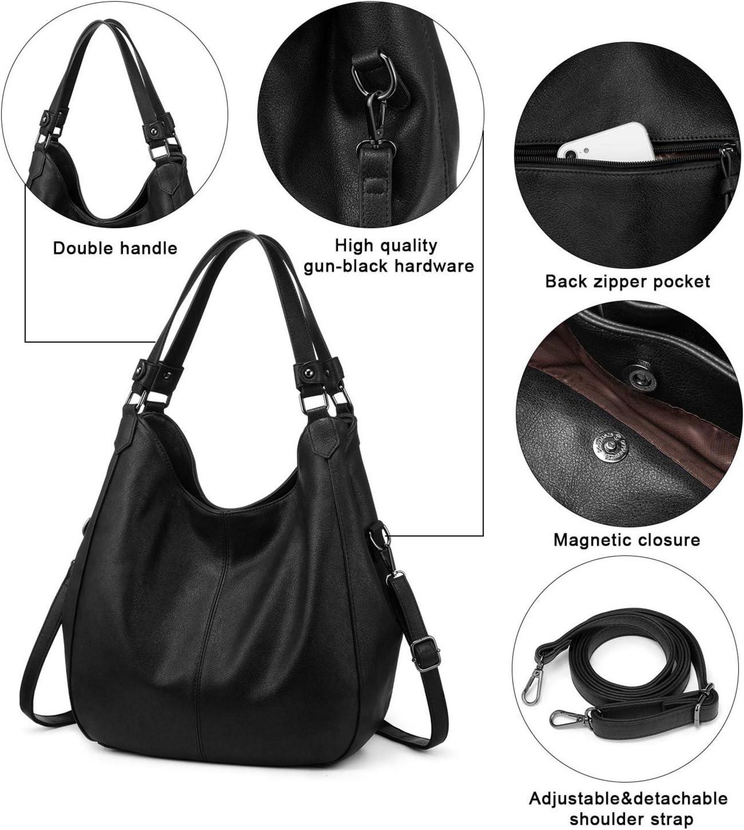 Vintage Damen Handtasche Shopper Lederimitat Groß Magnetisch