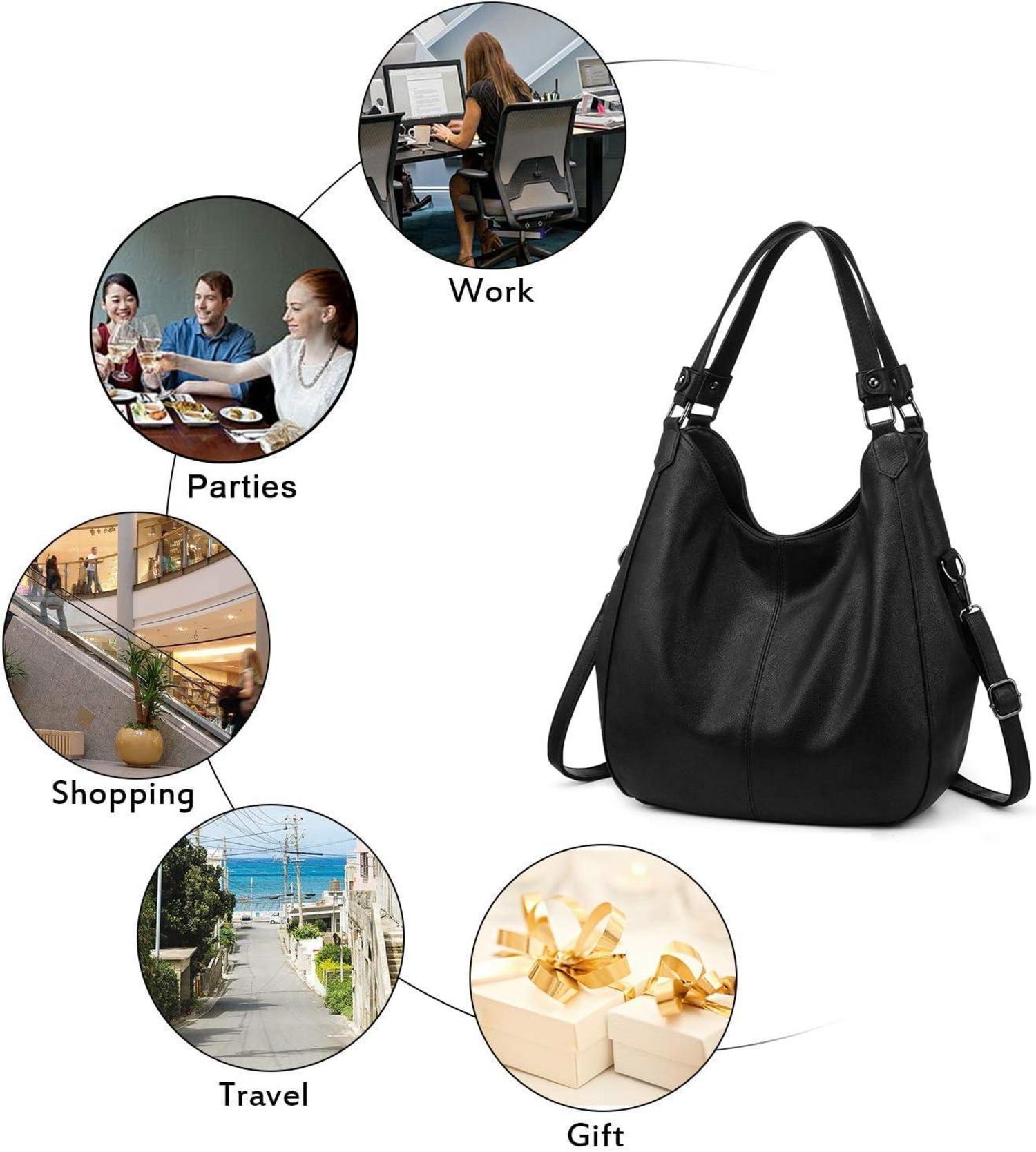 Damen Vintage Shopper Groß Lederimitat Umhängetasche Magnetic