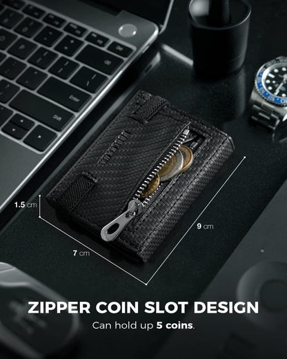 Mini Geldbörse RFID-Schutz Kartenetui Slim Wallet Carbon