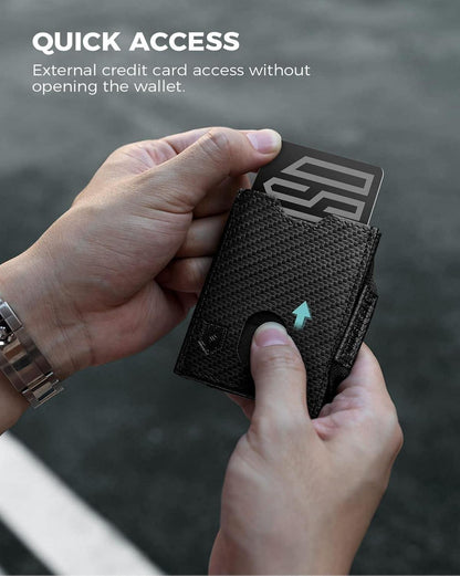 Mini Geldbörse RFID-Schutz Herren Kartenetui Leder Schwarz
