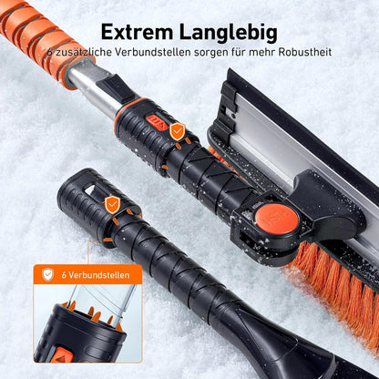AstroAI Eiskratzer Auto mit Besen Teleskopstiel Orange
