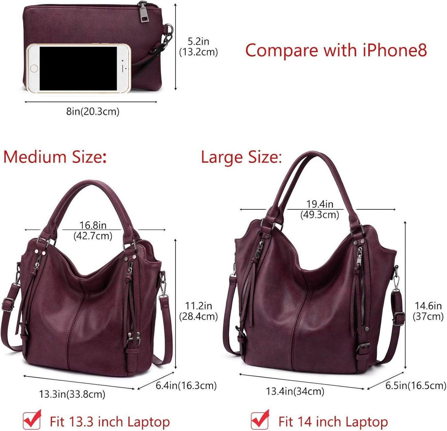 Realer Damen Handtaschen Set Weinrot 2pcs für Büro Schule