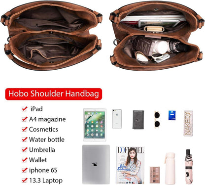 Elegante Vintage Damen Handtasche - Großer Shopper aus Lederimitat