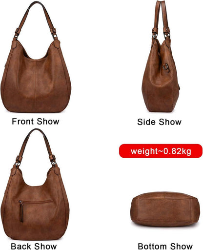 Damen Shopper Vintage Umhängetasche Groß Lederimitat Handtasche