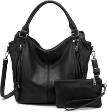 REALER Damen Handtaschen Set Mittel Shopper Leder Umhängetasche