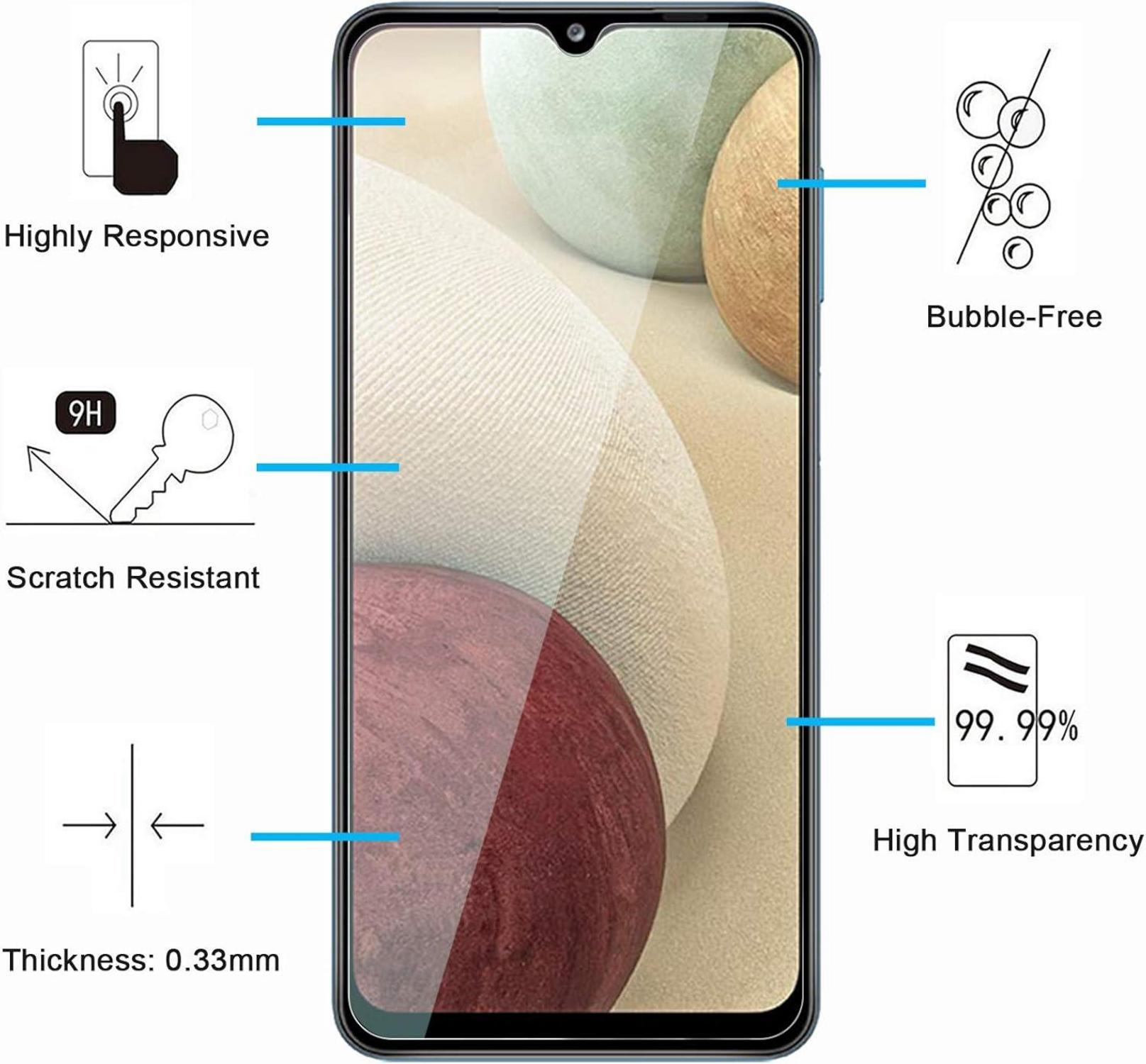 Panzer Schutz Glas für Samsung Galaxy A12 3 Stück 9H Härte