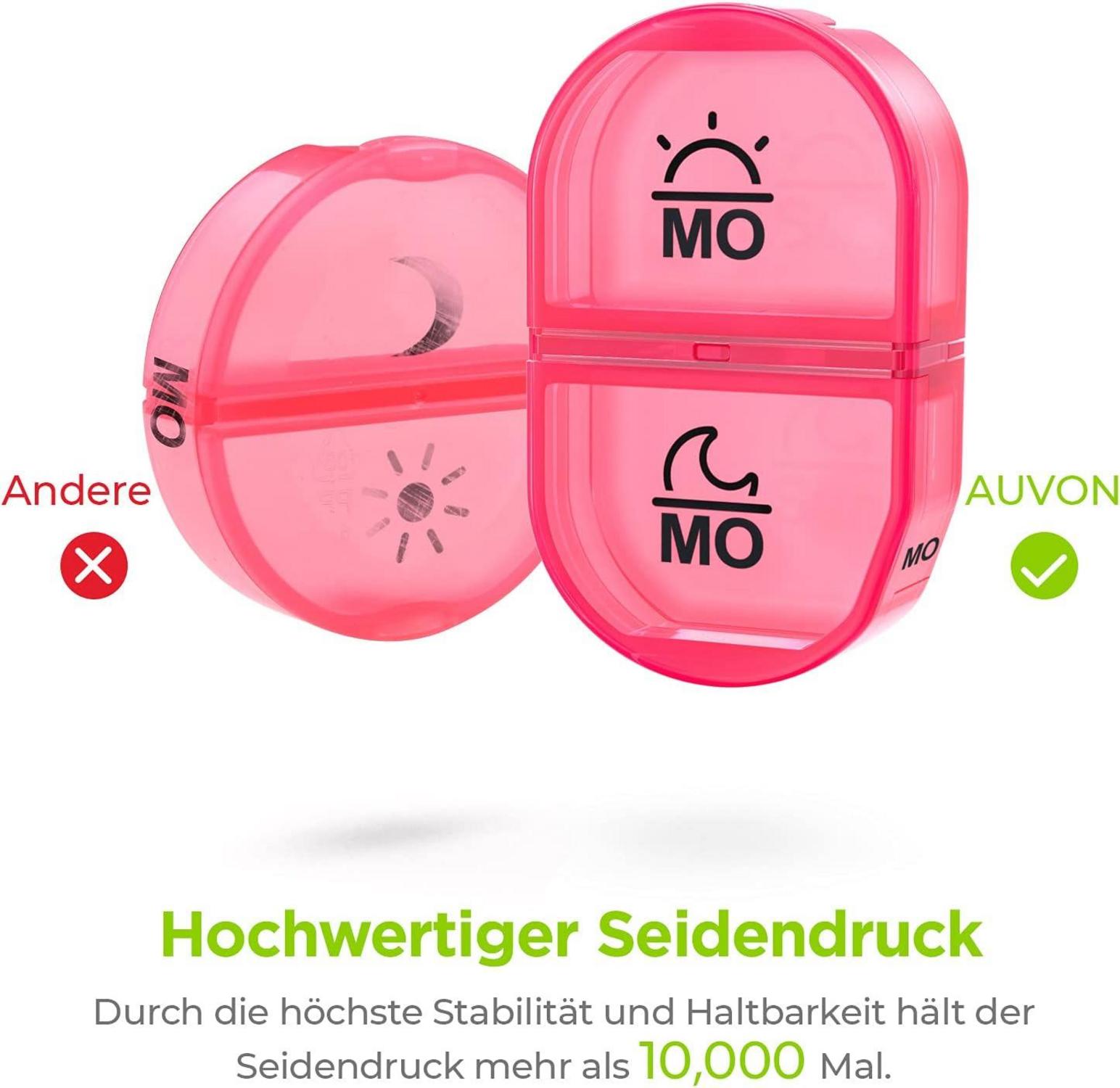 Tablettenbox 7 Tage - Medikamentenbox für Handtasche - Feuchtigkeitsbeständig