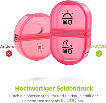 Tablettenbox 7 Tage - Medikamentenbox für Handtasche - Feuchtigkeitsbeständig