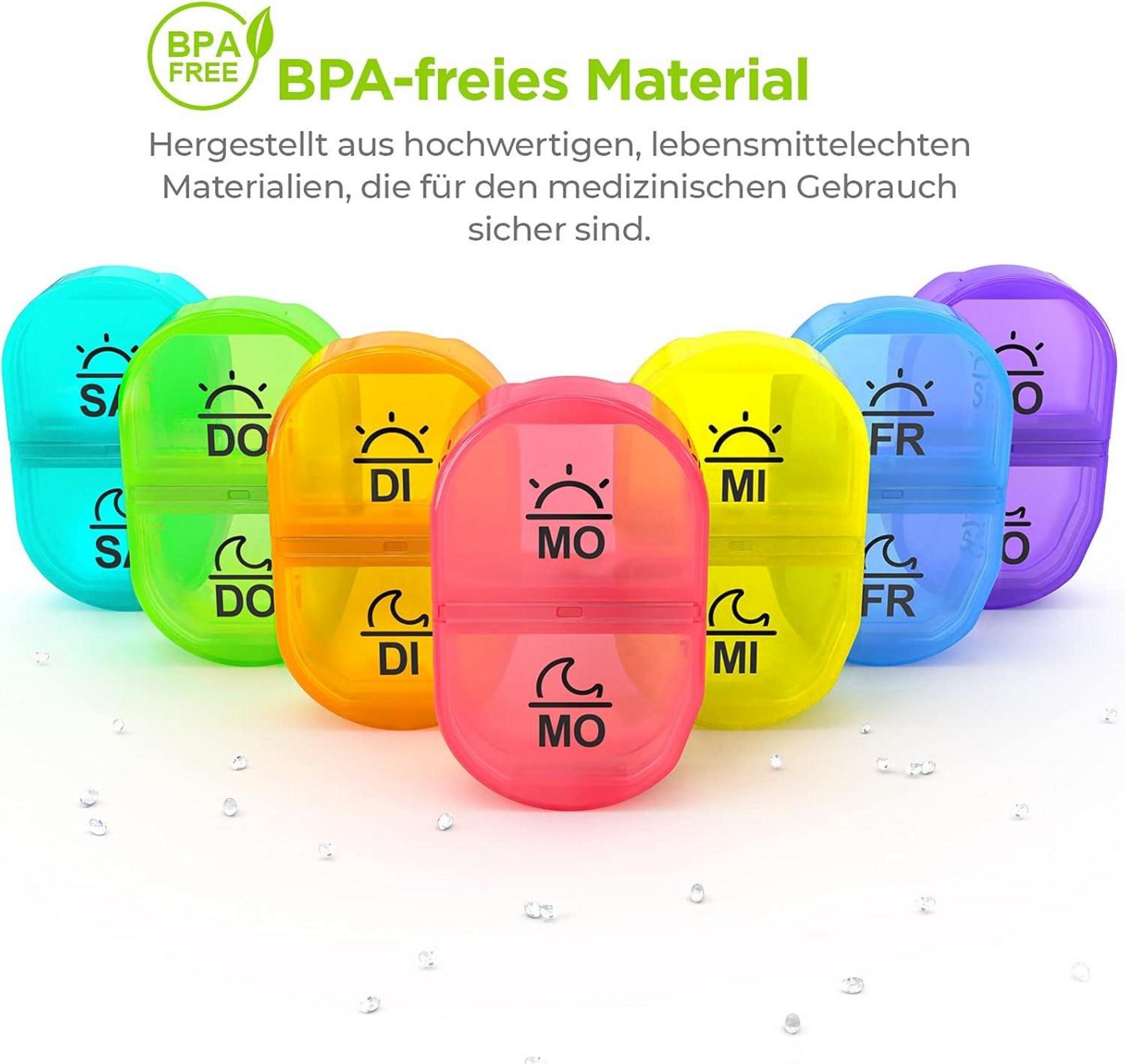 Tablettenbox 7 Tage 2 Fächer handlich feuchtigkeitsbeständig