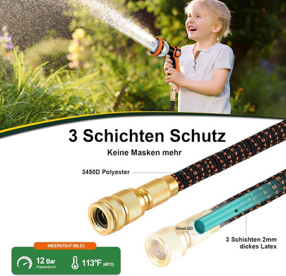 Flexibler Gartenschlauch 15m Latex Wasserschlauch 3/4 Zoll