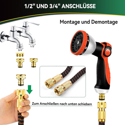 Flexibler Gartenschlauch 15m, 3 Lagiger Latex Wasserschlauch