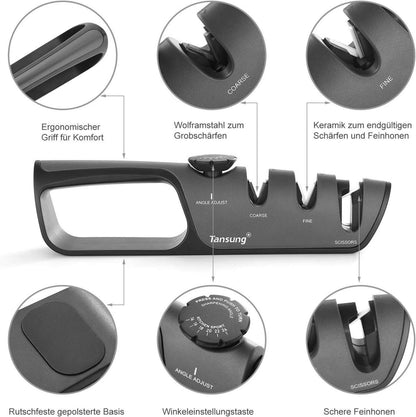 TANSUNG Messerschärfer 3 Stufen Wolframstahl Diamant Keramik