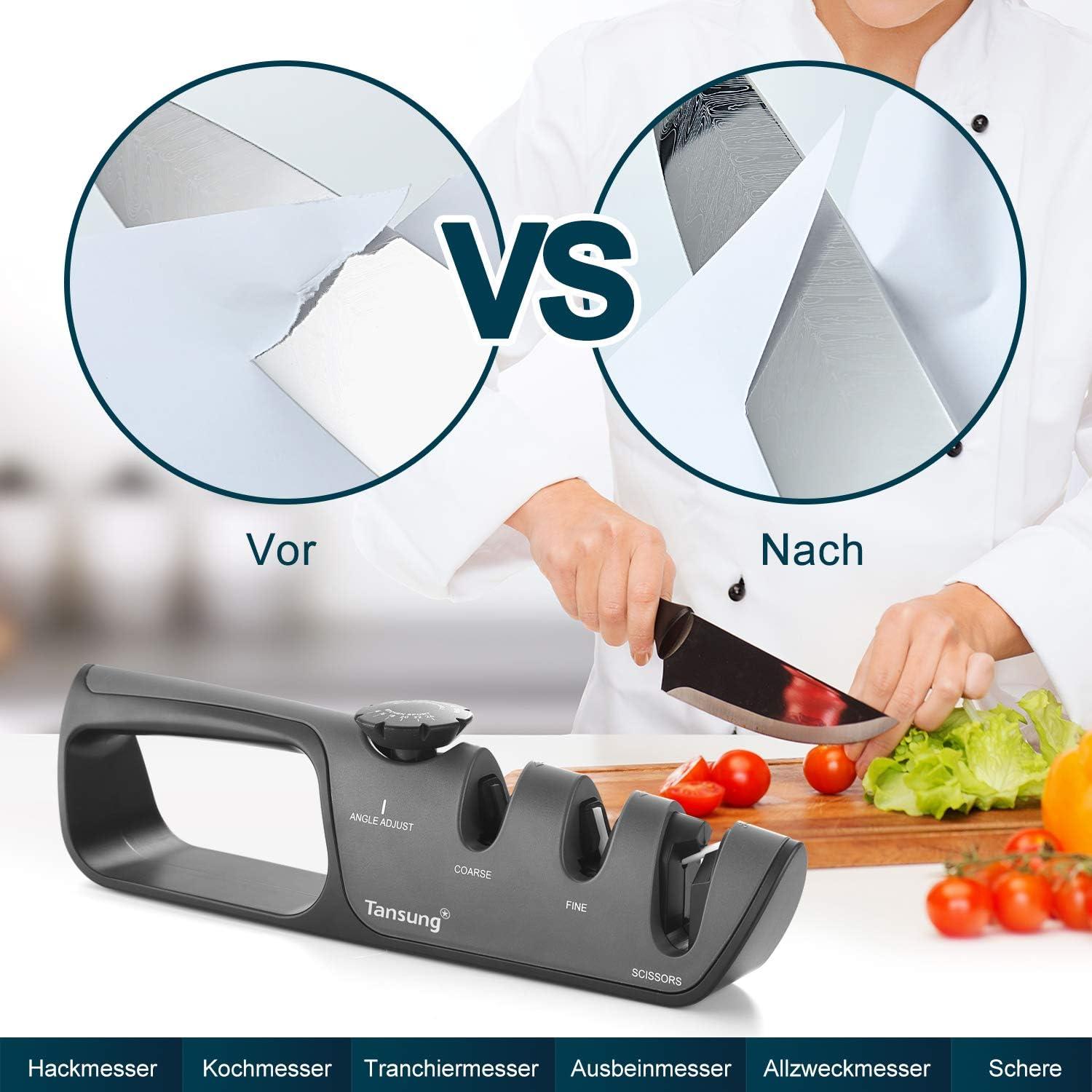 Professioneller Messerschärfer 3 Stufen Diamantstäbe Keramik Grey