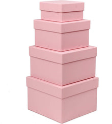 Rechteckige Geschenkboxen aus recycelter Pappe, 4er Set Rosa