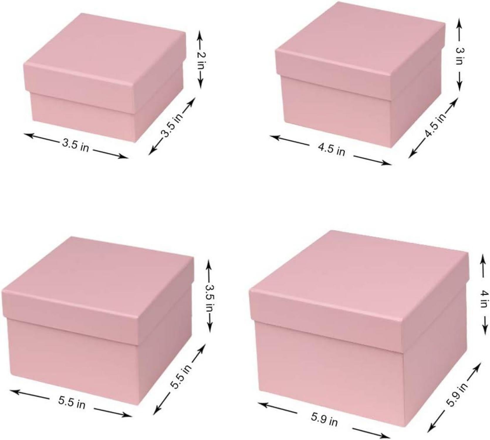 Rechteckige Geschenkboxen aus recycelter Pappe, 4er Set Rosa