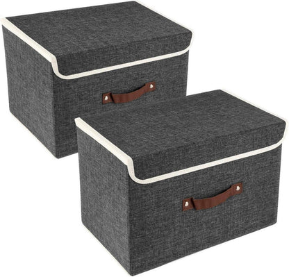 Faltbare Aufbewahrungsbox mit Deckel und Griff, Stoff, 38x25x25