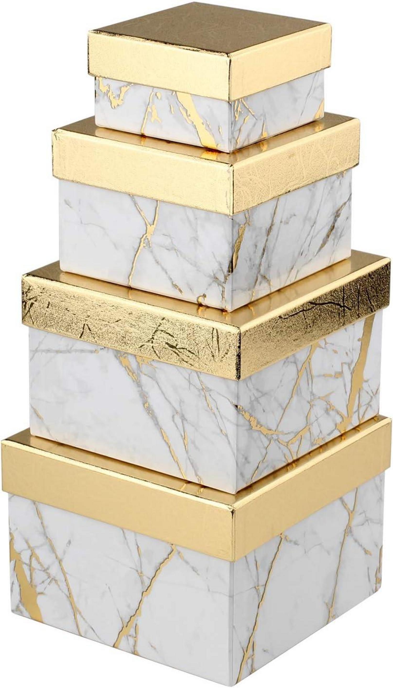 Rechteckige Geschenkboxen aus Karton 4er Set Marbling A