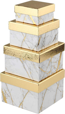 Rechteckige Geschenkboxen aus Karton 4er Set Marbling A