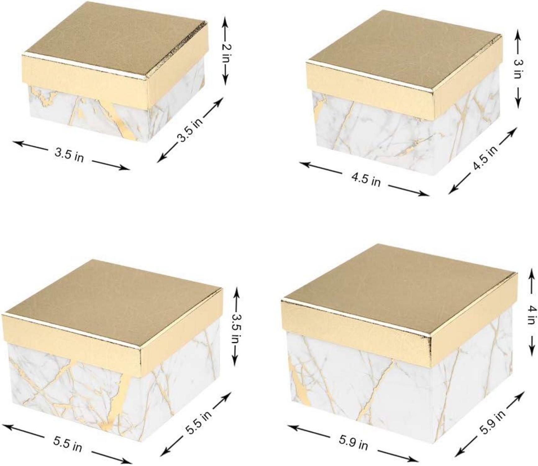 Rechteckige Aufbewahrungsboxen Set aus recycelter Pappe, 4er Kartonschachteln Marblings Muster, verschiedenen Größen