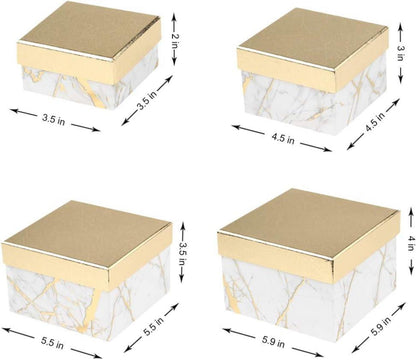 Rechteckige Aufbewahrungsboxen Set aus recycelter Pappe, 4er Kartonschachteln Marblings Muster, verschiedenen Größen