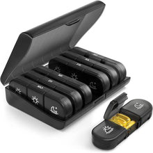 AUVON Pillendose 7 Tage 3 Fächer Schwarz Tablettenbox