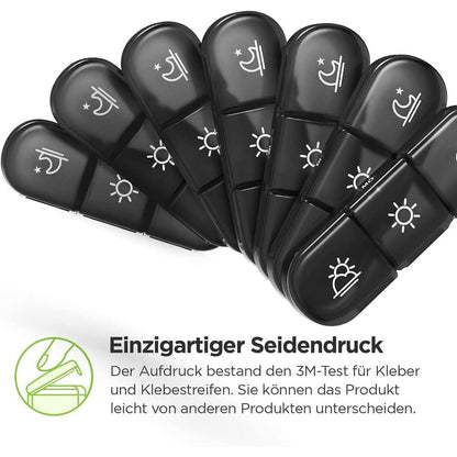 AUVON Pillendose 7 Tage 3 Fächer Schwarz Tablettenbox