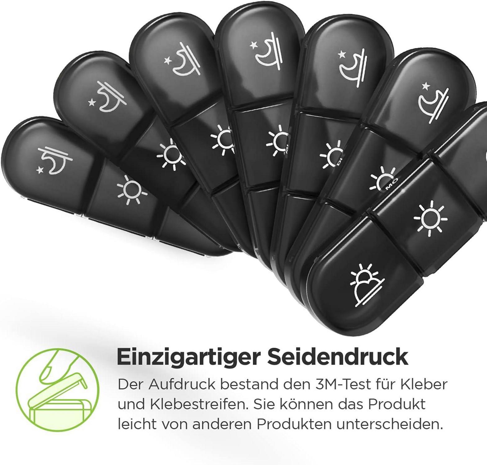 AUVON Pillendose 7 Tage 3 Fächer Tablettenbox Medikamente Vitamine Fischöl