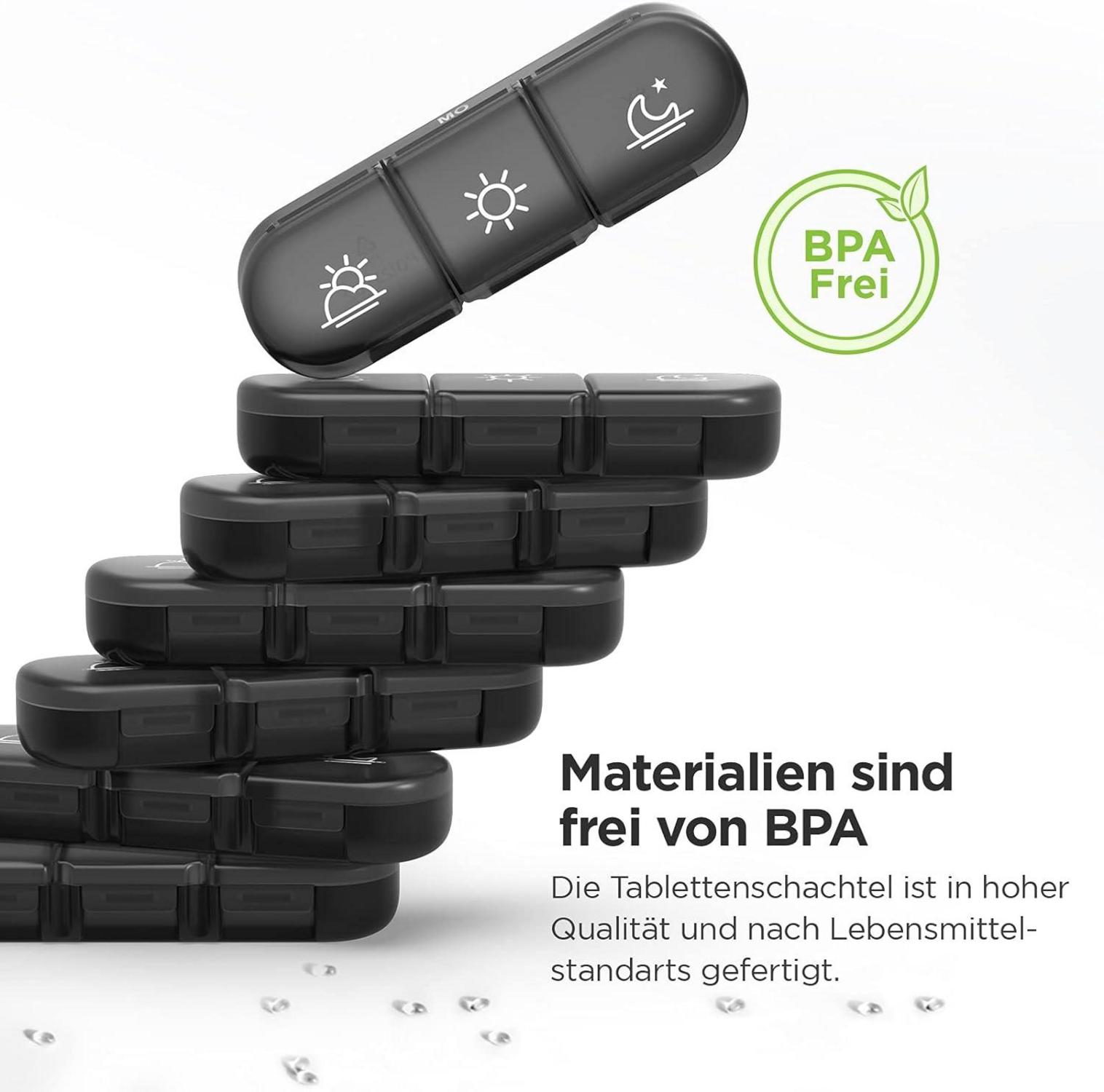 Wöchentliche Pillendose 7 Tage, 3 große Fächer, Tablettenbox für