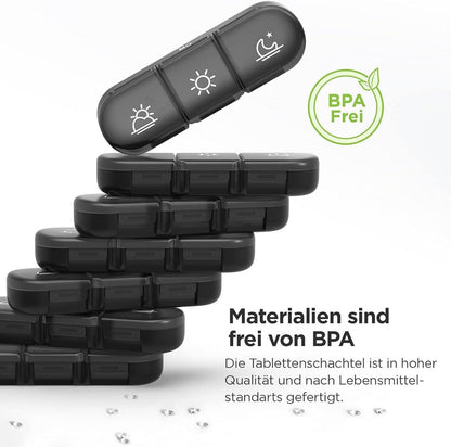 Wöchentliche Pillendose 7 Tage, 3 große Fächer, Tablettenbox für
