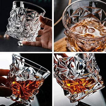 Bleifreie Kristall Whisky Gläser 2er Set Ice Rock Design Vintage Style 280ml