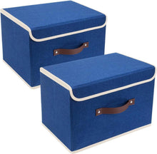 Faltbare Aufbewahrungsbox mit Deckel und Griff, 2er Set, Blau