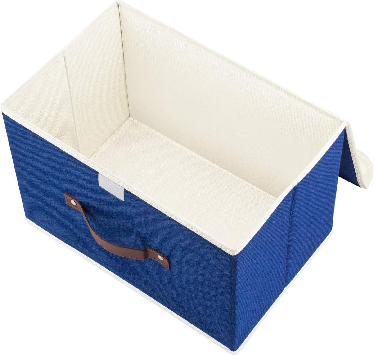 Faltbare Aufbewahrungsbox mit Deckel und Griff, 2er Set, Blau