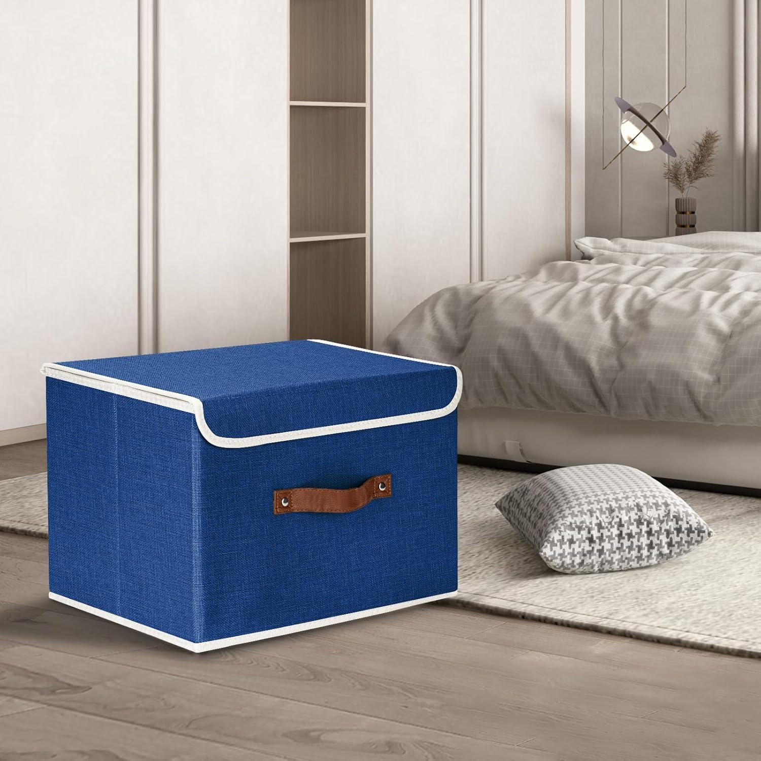 TYEERS Faltbare Aufbewahrungsbox Stoff Waschbar Kisten 38x25x25 2er Set Blau